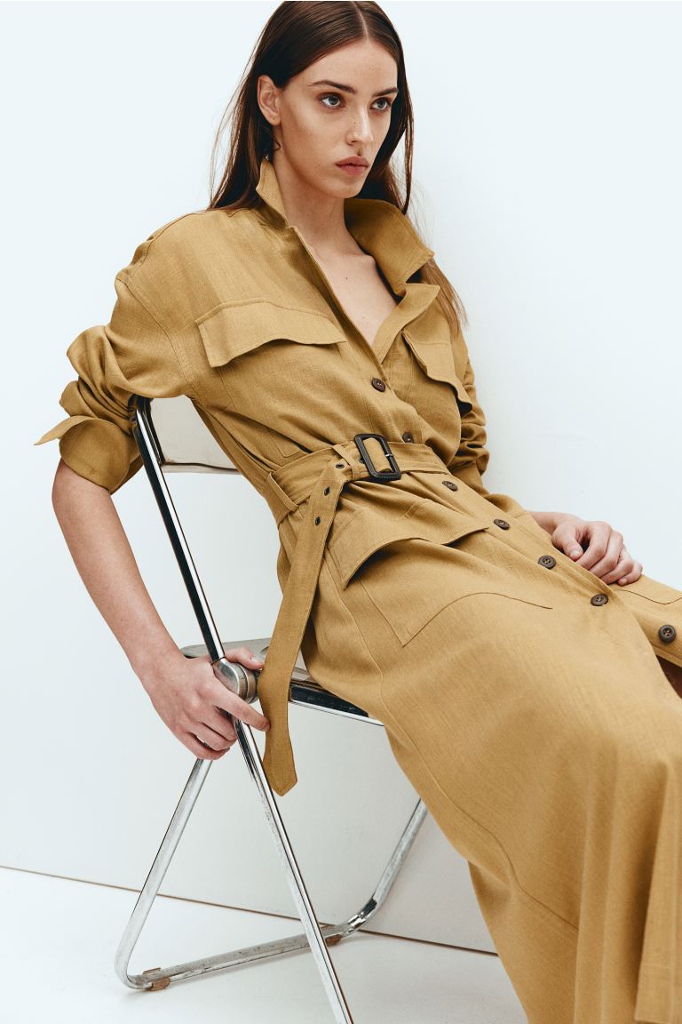 Belted shirt dress