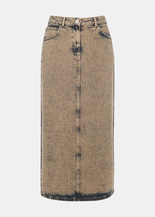 Acid wash denim skirt