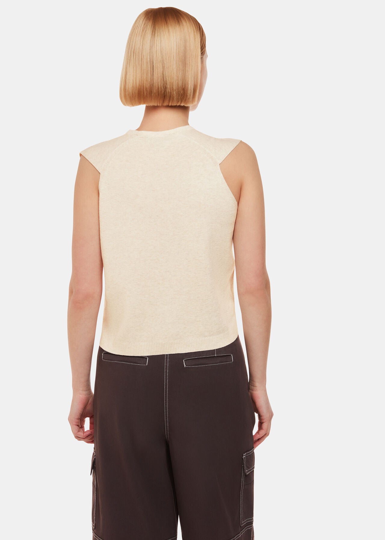 Oatmeal linen button-through tank