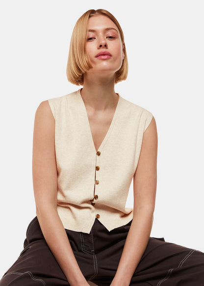 Oatmeal linen button-through tank