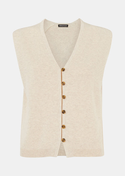 Oatmeal linen button-through tank