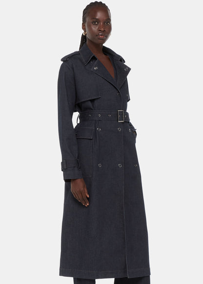 Denim trench coat