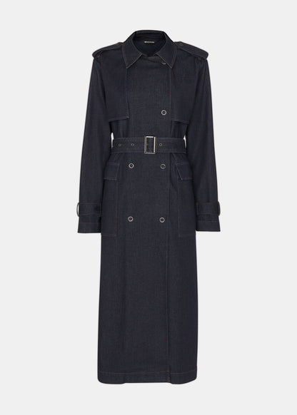 Denim trench coat